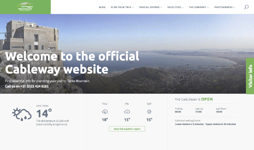 Cableway’s website received a fresh new look: slide one