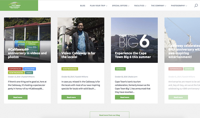 Cableway’s website received a fresh new look: slide three